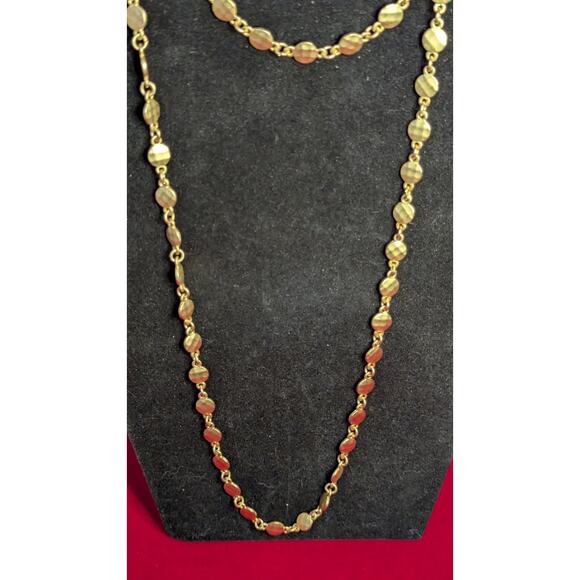 Premier Designs Gold Tone Faceted Disc Bead Chain Necklace Long Layering 36 In - Picture 3 of 6
